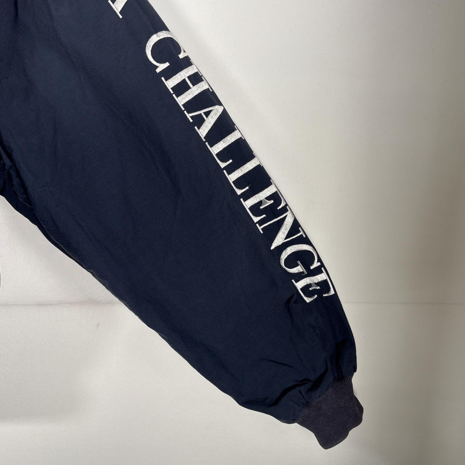 古着 90s/90年代 セーリングジャケット ビッグ刺繍ロゴ 収納付きフード L ネイビー メンズ