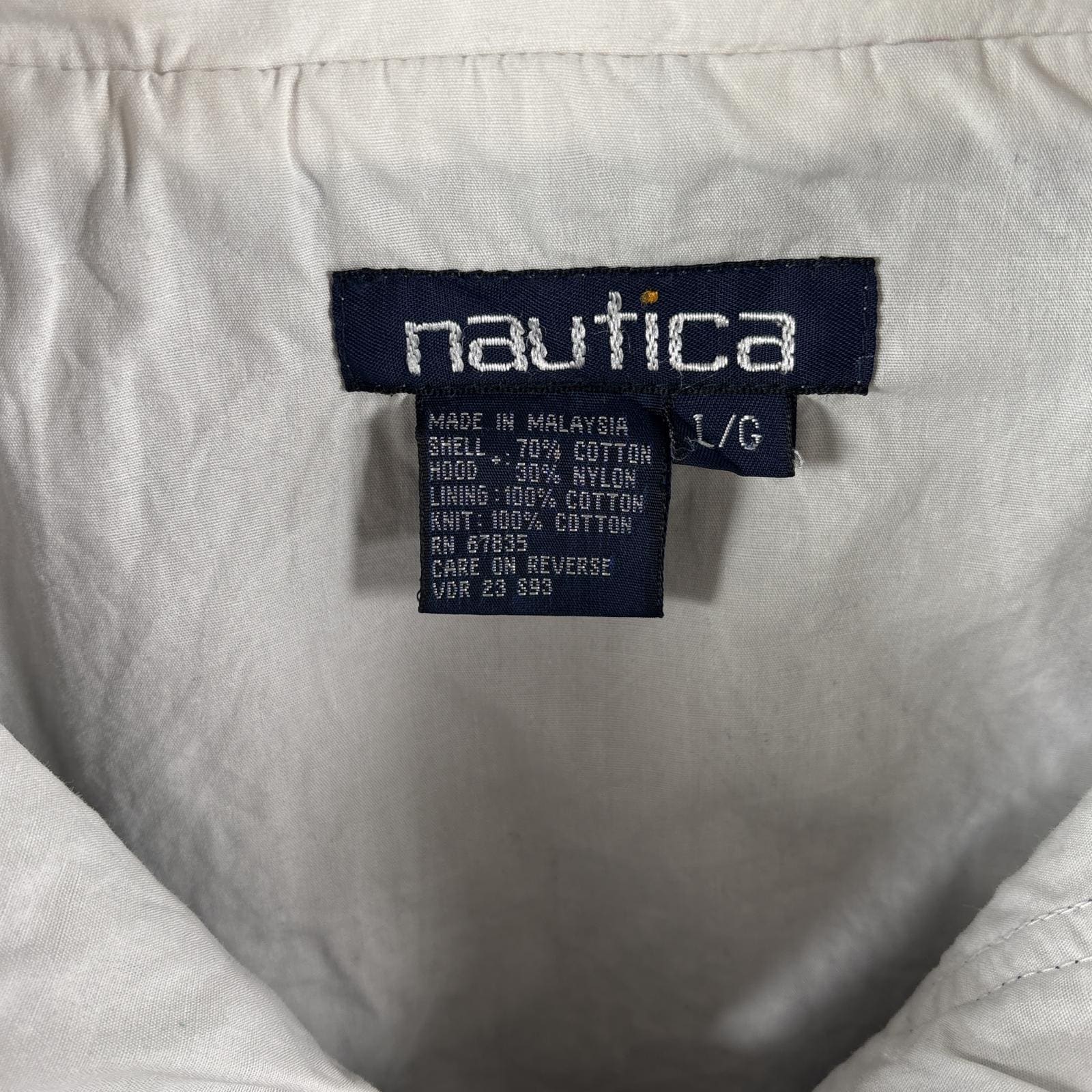 古着 90s/90年代 セーリングジャケット ビッグ刺繍ロゴ 収納付きフード L ネイビー メンズ