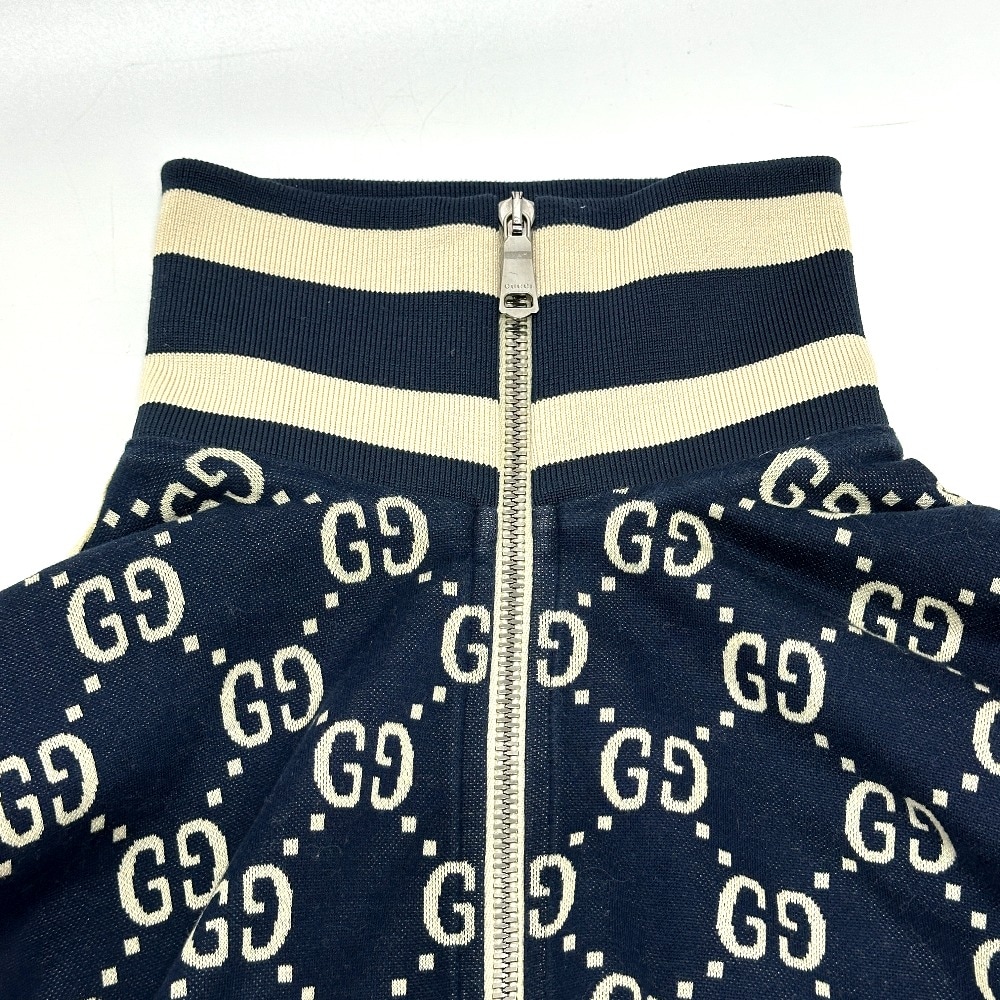 ジャケット 496919 GGジャガード サイドライン 18AW トラック ジャージ ジップアップ アパレル ポリエステル ネイビー ジャケット 496919 GGジャガード サイドライン 18AW トラック ジャージ ジップアップ アパレル ポリエステル ネイビー