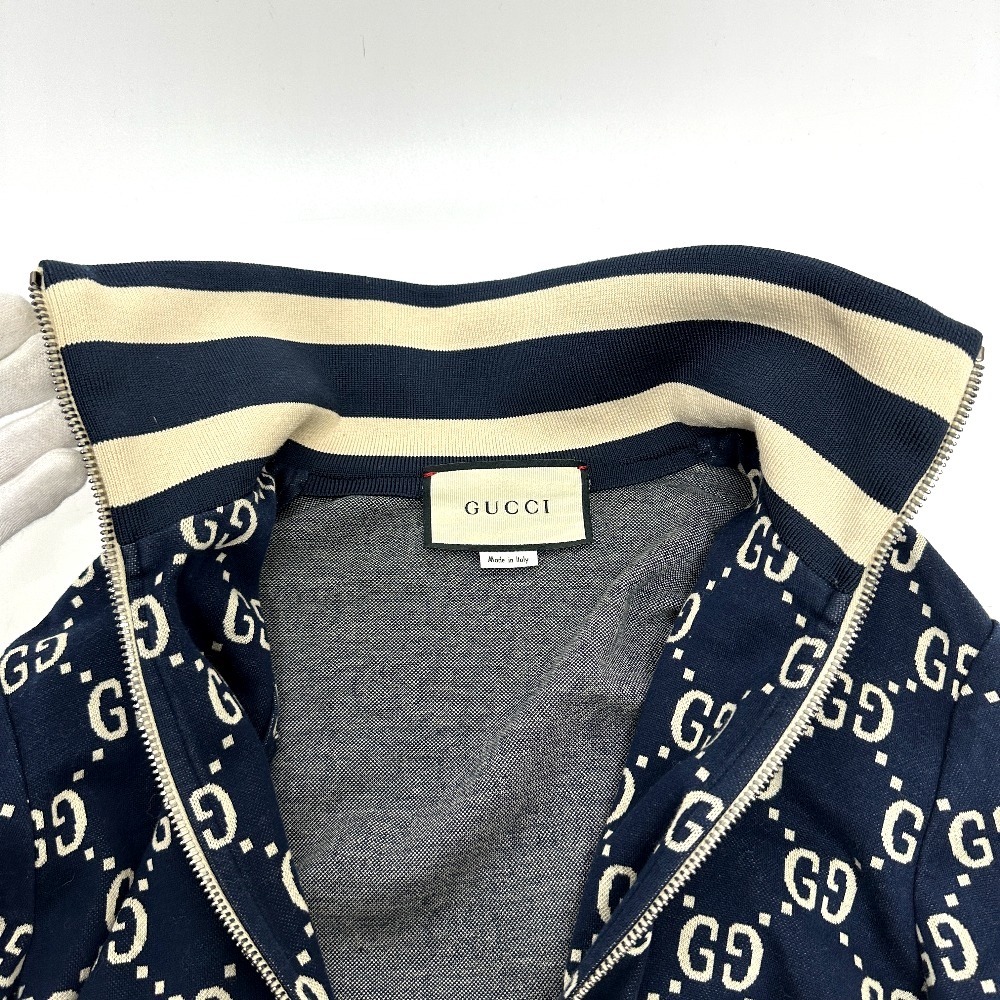 ジャケット 496919 GGジャガード サイドライン 18AW トラック ジャージ ジップアップ アパレル ポリエステル ネイビー ジャケット 496919 GGジャガード サイドライン 18AW トラック ジャージ ジップアップ アパレル ポリエステル ネイビー