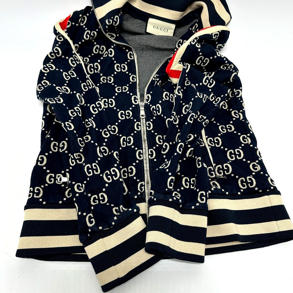 ジャケット 496919 GGジャガード サイドライン 18AW トラック ジャージ ジップアップ アパレル ポリエステル ネイビー ジャケット 496919 GGジャガード サイドライン 18AW トラック ジャージ ジップアップ アパレル ポリエステル ネイビー