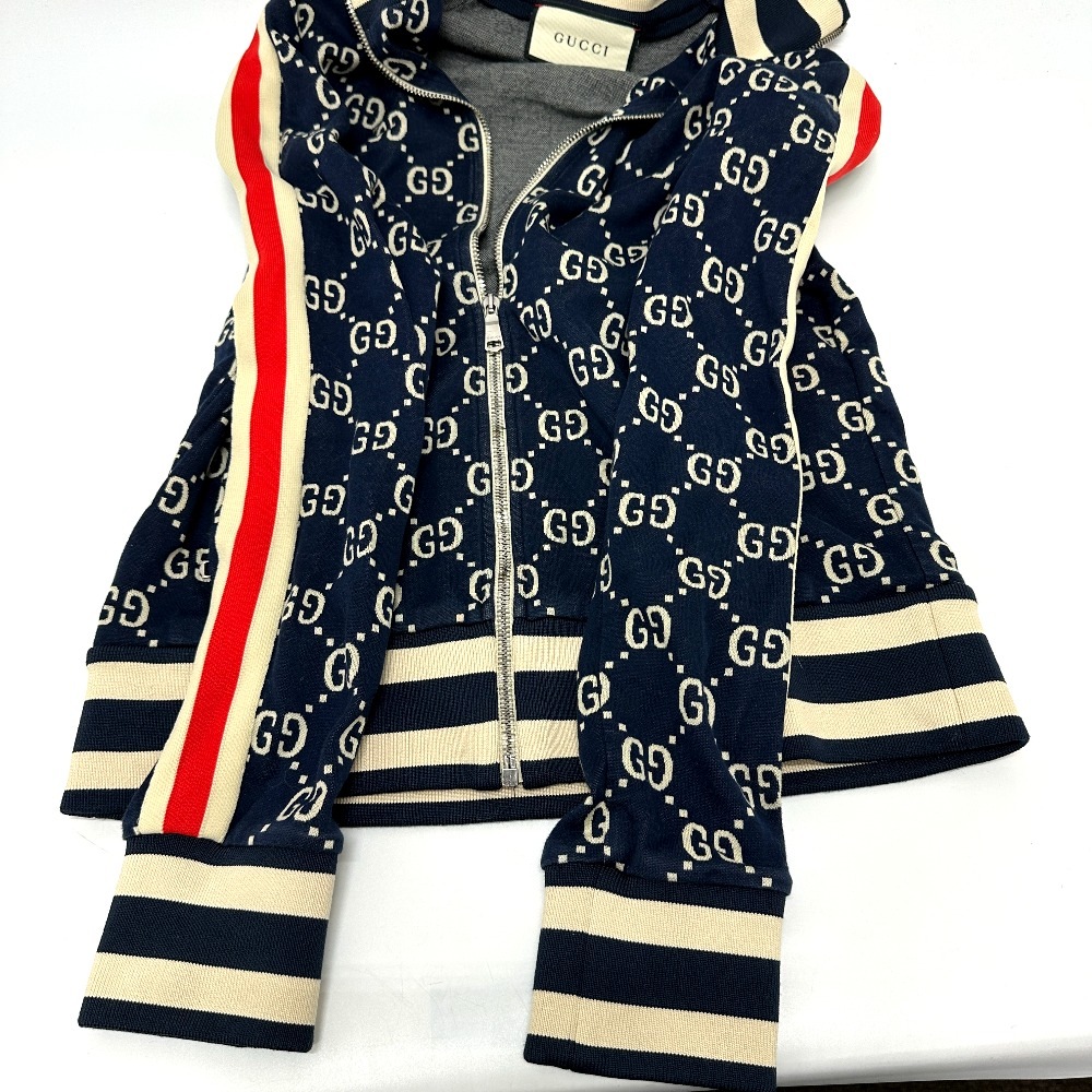 ジャケット 496919 GGジャガード サイドライン 18AW トラック ジャージ ジップアップ アパレル ポリエステル ネイビー ジャケット 496919 GGジャガード サイドライン 18AW トラック ジャージ ジップアップ アパレル ポリエステル ネイビー