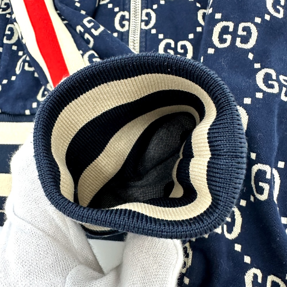 ジャケット 496919 GGジャガード サイドライン 18AW トラック ジャージ ジップアップ アパレル ポリエステル ネイビー ジャケット 496919 GGジャガード サイドライン 18AW トラック ジャージ ジップアップ アパレル ポリエステル ネイビー