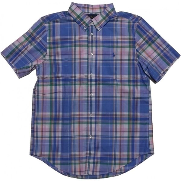 ボーイズサイズ 半袖 ボタンダウンシャツ ブルー boys PR2-1022 ボーイズサイズ 半袖 ボタンダウンシャツ ブルー boys PR2-1022