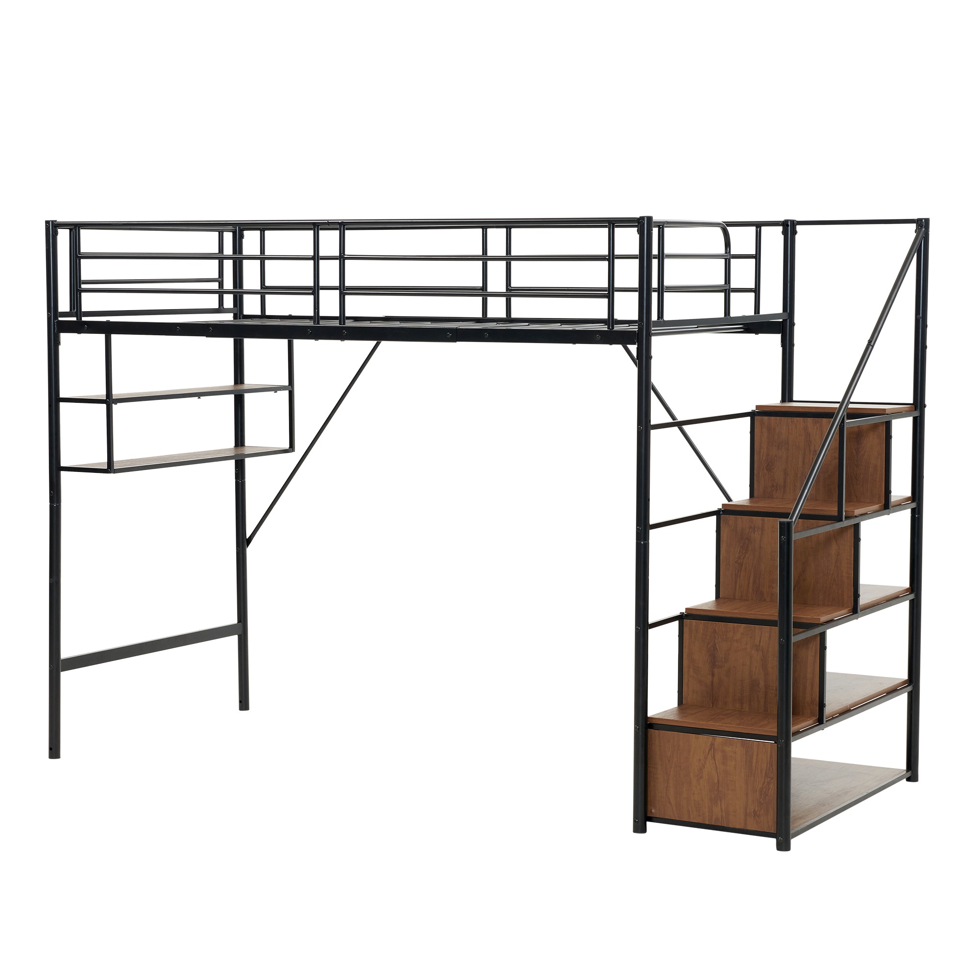 【国内発送M】77新作 ブラック ロフトベッド 片側手すり付き 収納付き パイプベッド シングルベッド 木 北欧風 子供部屋 スチール 耐震 ベッド 【国内発送M】77新作 ブラック ロフトベッド 片側手すり付き 収納付き パイプベッド シングルベッド 木 北欧風 子供部屋 スチール 耐震 ベッド