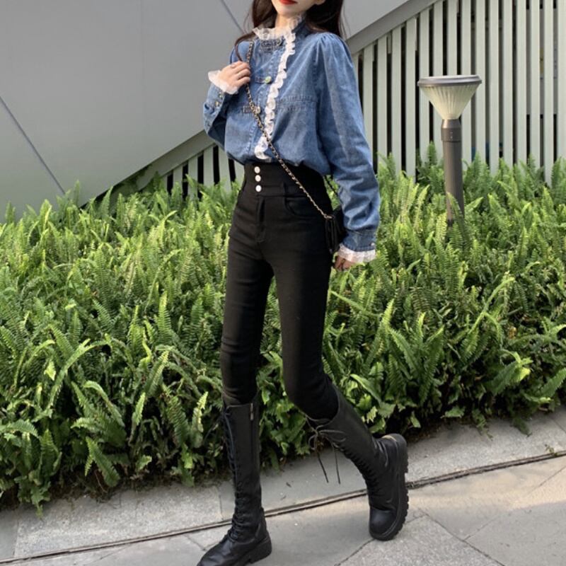 レディース トップス シャツ ブラウス デニム 袖コンシャス ブルー お洒落 おしゃれ 秋冬 256 レディース トップス シャツ ブラウス デニム 袖コンシャス ブルー お洒落 おしゃれ 秋冬 256