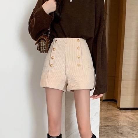 3color レディース ボトムス ショートパンツ コーデュロイショートパンツ コーデュロイ 膝上