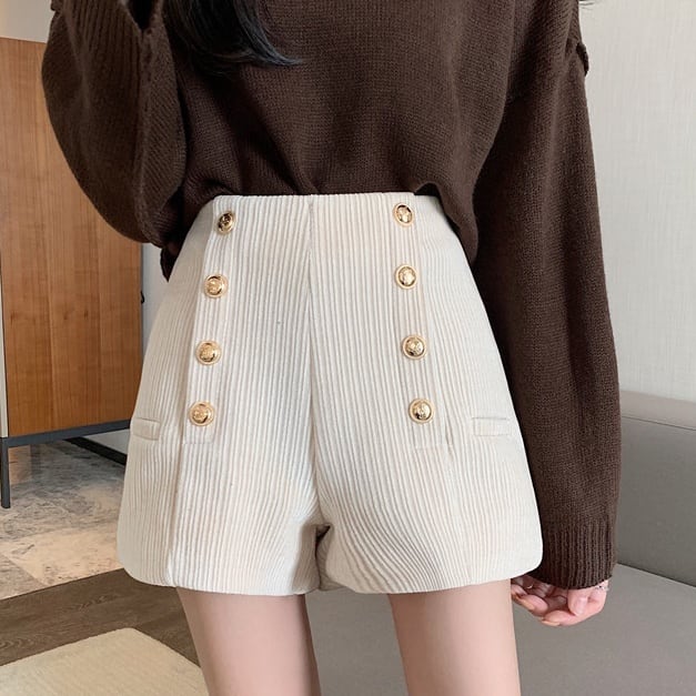 3color レディース ボトムス ショートパンツ コーデュロイショートパンツ コーデュロイ 膝上