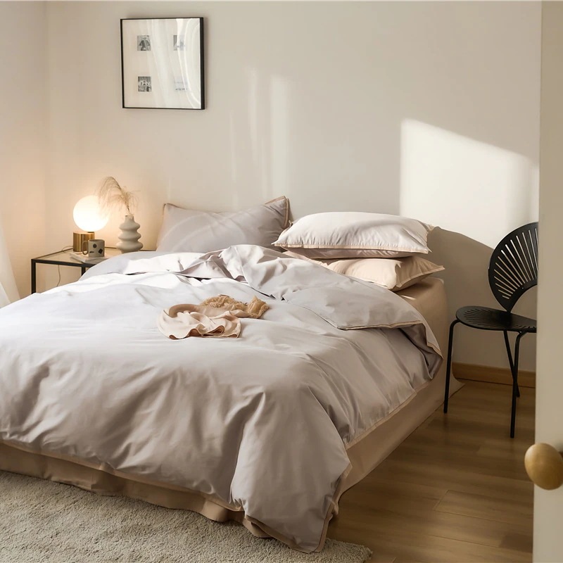 軽くて贅沢な高級100番手新疆長綿4点セット北欧シンプルコットン掛け布団カバーシーツ＆ボックスシーツ