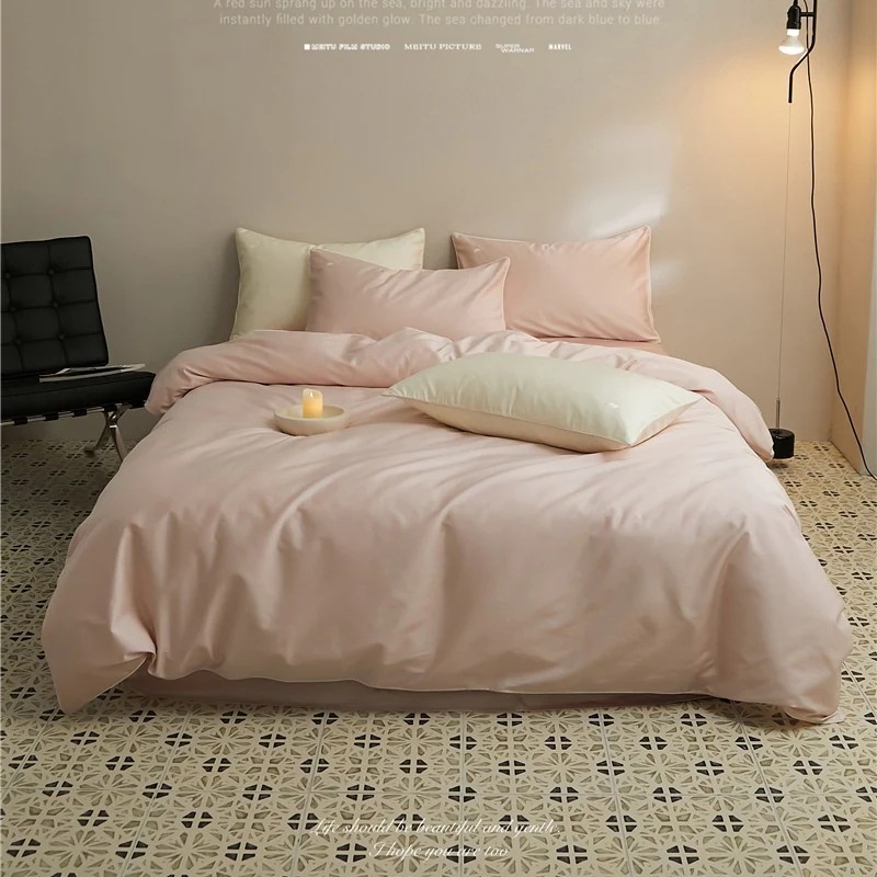 軽くて贅沢な高級100番手新疆長綿4点セット北欧シンプルコットン掛け布団カバーシーツ＆ボックスシーツ