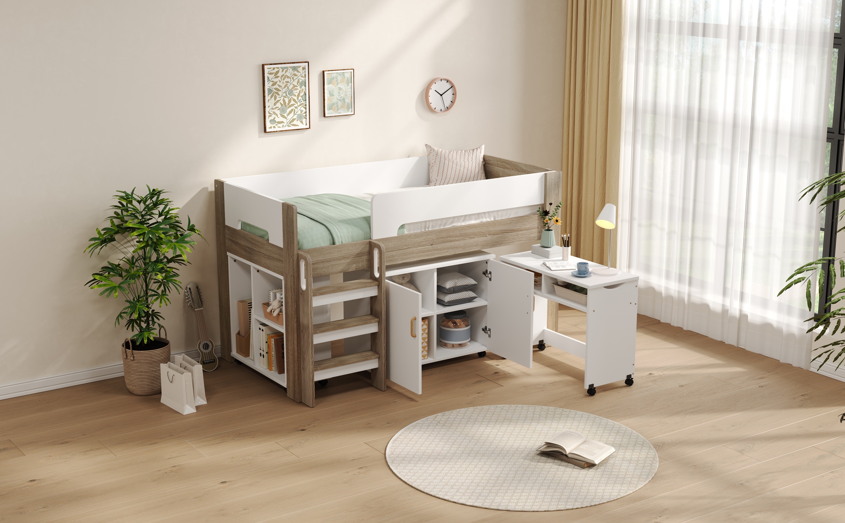 【国内出荷-送.料.無.料】ロフトベッド階段付き高さ120cm木製デスクシングルベッドロータイプベッド本棚机付きコンパクト学習机本棚付きシステムベッドS収納大人一人暮らしナチュラル+ホワイ30 【国内出荷-送.料.無.料】ロフトベッド階段付き高さ120cm木製デスクシングルベッドロータイプベッド本棚机付きコンパクト学習机本棚付きシステムベッドS収納大人一人暮らしナチュラル+ホワイ30