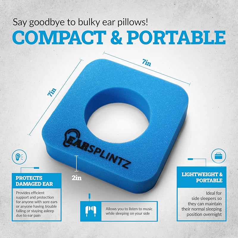 EarSplintz イージースリープイヤーピロー痛みのないフォームピロー耳の痛み用横向きで寝る方向けのソフトサポートイヤーピロー EarSplintz イージースリープイヤーピロー痛みのないフォームピロー耳の痛み用横向きで寝る方向けのソフトサポートイヤーピロー