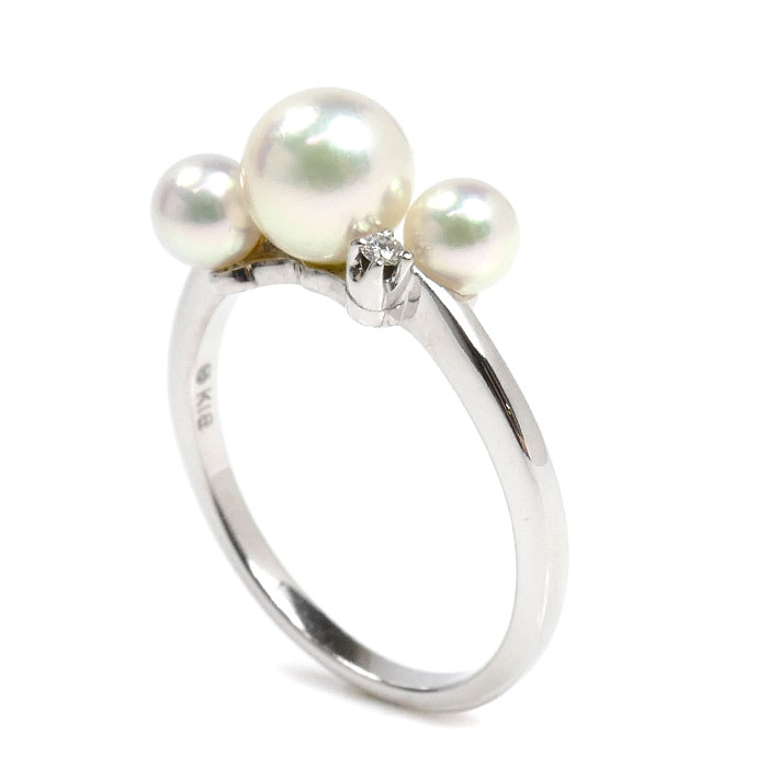 MIKIMOTO ミキモト K18WG ホワイトゴールド リング・指輪 アコヤパール約4.2-6.4mm ダイヤモンド 13号 3.2g レディース 中古 美品 MIKIMOTO ミキモト K18WG ホワイトゴールド リング・指輪 アコヤパール約4.2-6.4mm ダイヤモンド 13号 3.2g レディース 中古 美品
