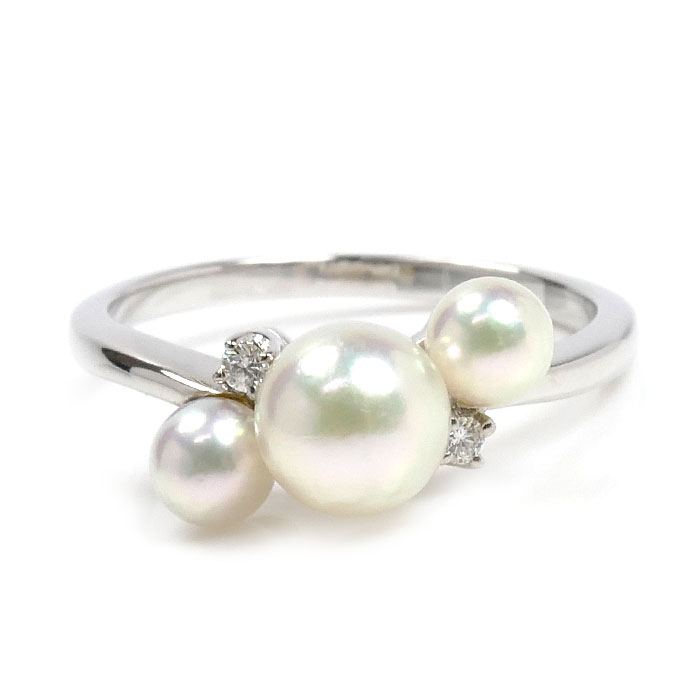 MIKIMOTO ミキモト K18WG ホワイトゴールド リング・指輪 アコヤパール約4.2-6.4mm ダイヤモンド 13号 3.2g レディース 中古 美品 MIKIMOTO ミキモト K18WG ホワイトゴールド リング・指輪 アコヤパール約4.2-6.4mm ダイヤモンド 13号 3.2g レディース 中古 美品