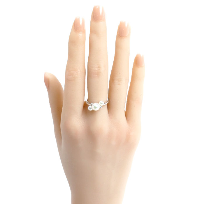 MIKIMOTO ミキモト K18WG ホワイトゴールド リング・指輪 アコヤパール約4.2-6.4mm ダイヤモンド 13号 3.2g レディース 中古 美品 MIKIMOTO ミキモト K18WG ホワイトゴールド リング・指輪 アコヤパール約4.2-6.4mm ダイヤモンド 13号 3.2g レディース 中古 美品