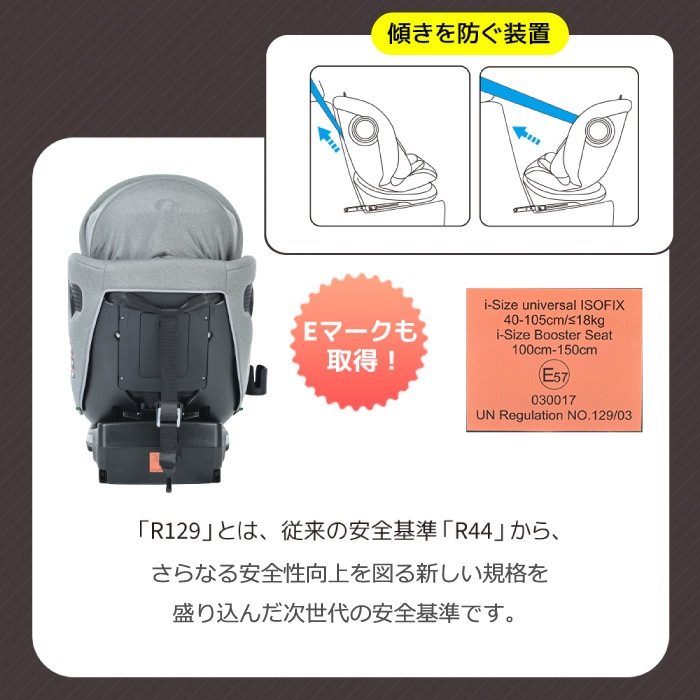 チャイルドシート 新生児 0歳～12歳頃 360度回転式 ISOFIX+R129適合でロングユース ジュニアシート 長く使える トップテザー 取付簡単 キッズシート ベビーシート クライニング 出産祝