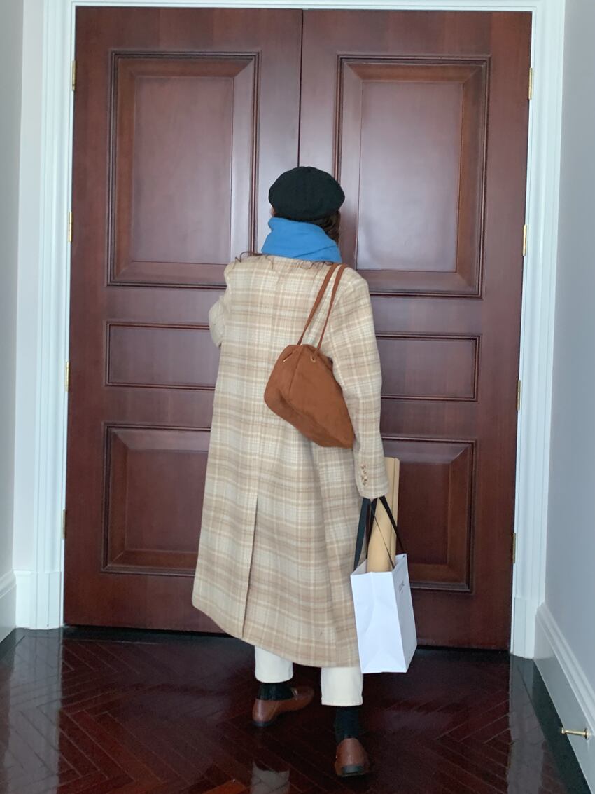 アウター コート ロングコート チェック柄 襟付き ボタン 長袖 ダブルブレスト カジュアル アウター コート ロングコート チェック柄 襟付き ボタン 長袖 ダブルブレスト カジュアル