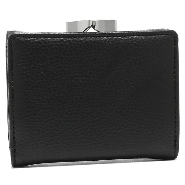 三つ折り財布 リヴィーガン グレイン がま口 ブラック レディース 51010018 S000D N403