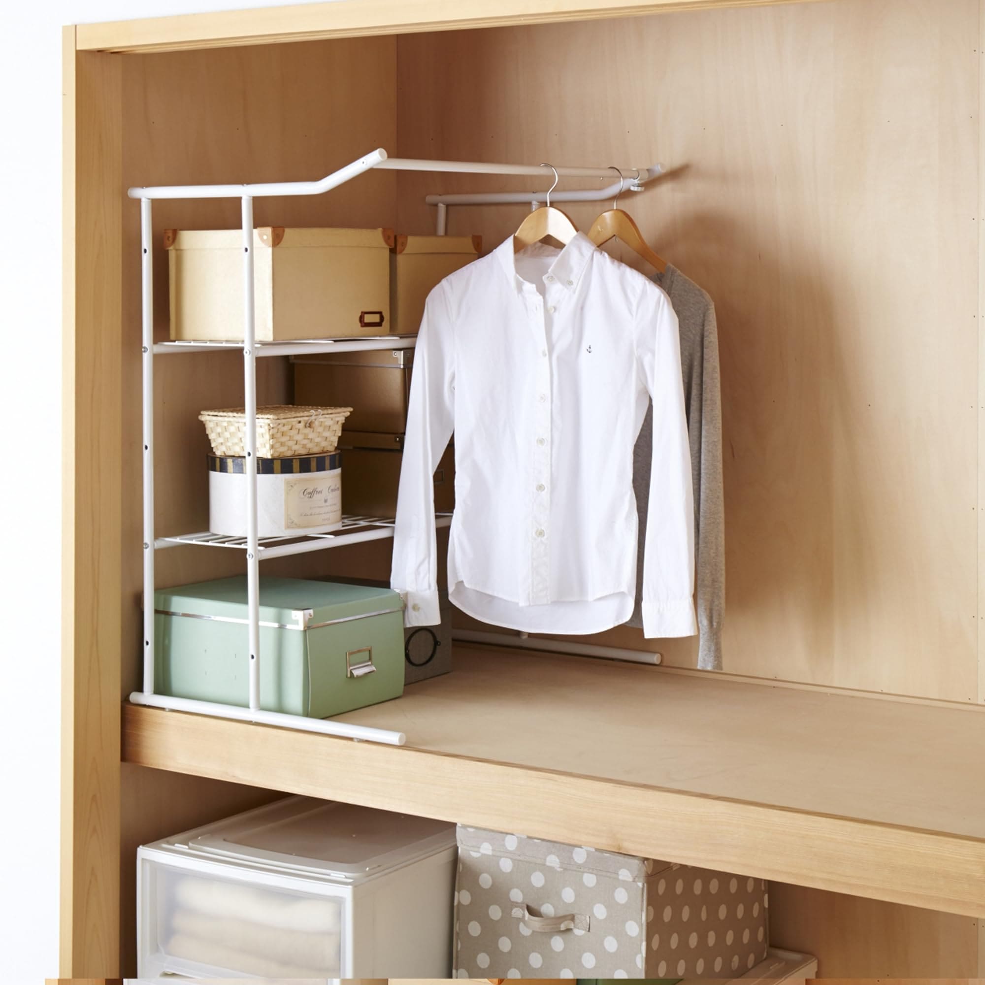 HEIAN SHINDO 押入れ収納棚 ハンガーパイプ付 横伸縮 ホワイト 幅76~105cm 高90cm 奥行56cm OHW-40 平安伸銅工業 HEIAN SHINDO 押入れ収納棚 ハンガーパイプ付 横伸縮 ホワイト 幅76~105cm 高90cm 奥行56cm OHW-40 平安伸銅工業