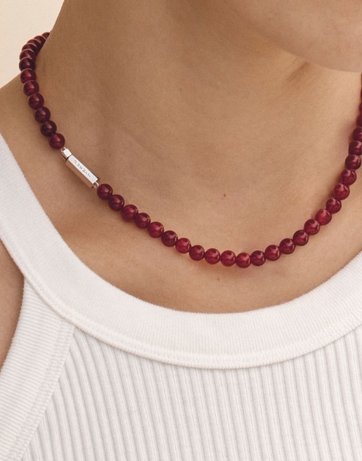 [HYERES LOR] H edition BR(W) Ball Red Jade Beads Necklace