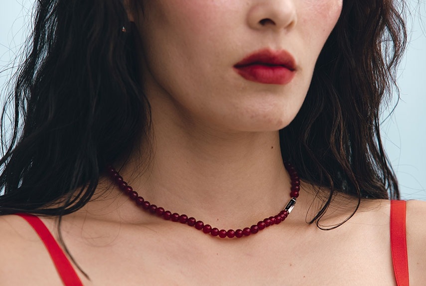 [HYERES LOR] H edition BR(W) Ball Red Jade Beads Necklace