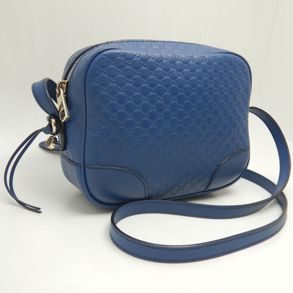 449413 ショルダーバッグ マイクログッチシマ カーフ ブルー アウトレット/252538【中古】 449413 ショルダーバッグ マイクログッチシマ カーフ ブルー アウトレット/252538【中古】