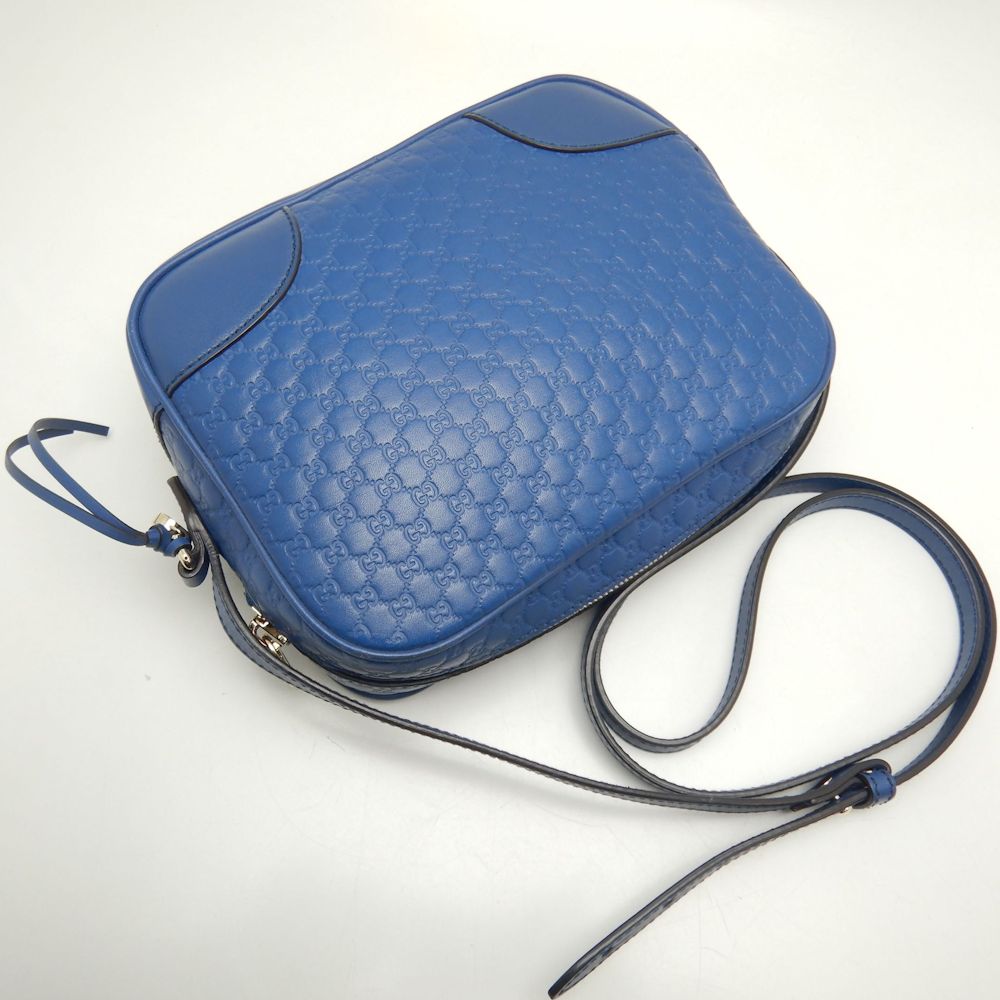 449413 ショルダーバッグ マイクログッチシマ カーフ ブルー アウトレット/252538【中古】 449413 ショルダーバッグ マイクログッチシマ カーフ ブルー アウトレット/252538【中古】