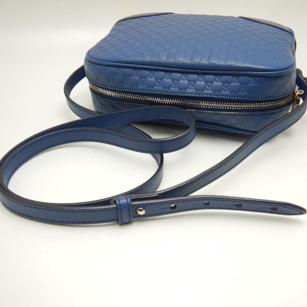 449413 ショルダーバッグ マイクログッチシマ カーフ ブルー アウトレット/252538【中古】 449413 ショルダーバッグ マイクログッチシマ カーフ ブルー アウトレット/252538【中古】