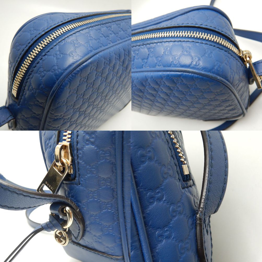 449413 ショルダーバッグ マイクログッチシマ カーフ ブルー アウトレット/252538【中古】 449413 ショルダーバッグ マイクログッチシマ カーフ ブルー アウトレット/252538【中古】