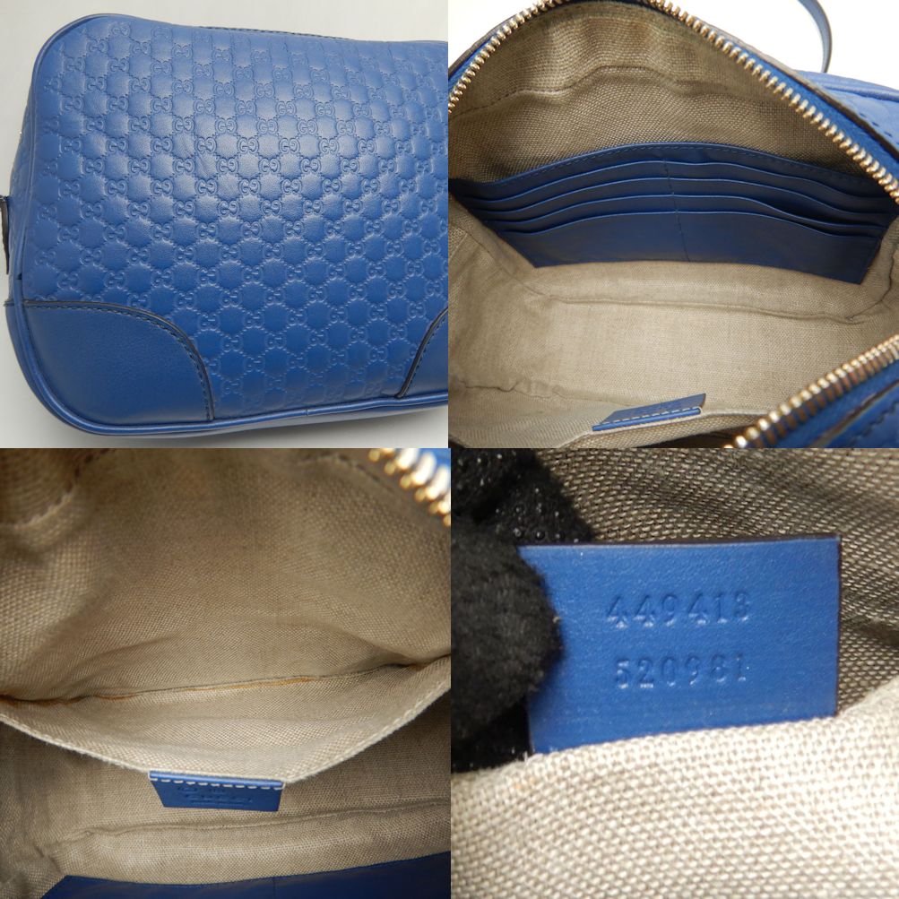 449413 ショルダーバッグ マイクログッチシマ カーフ ブルー アウトレット/252538【中古】 449413 ショルダーバッグ マイクログッチシマ カーフ ブルー アウトレット/252538【中古】