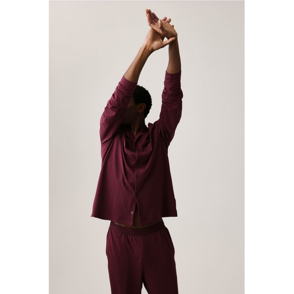 H&M リラックスフィットコットンジャージーパジャマダークレッド