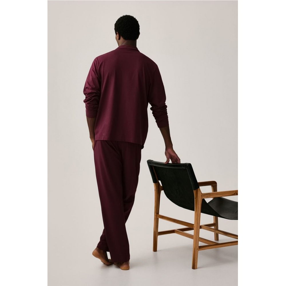 H&M リラックスフィットコットンジャージーパジャマダークレッド