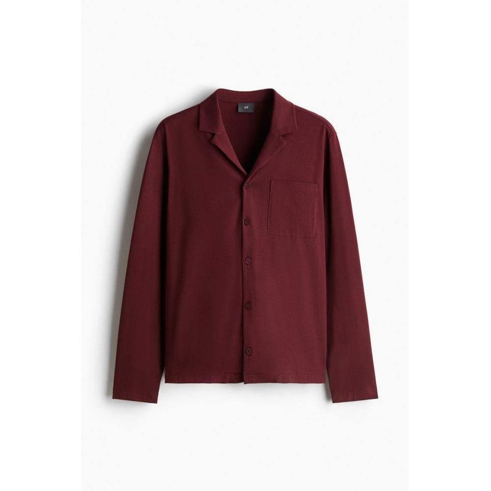 H&M リラックスフィットコットンジャージーパジャマダークレッド