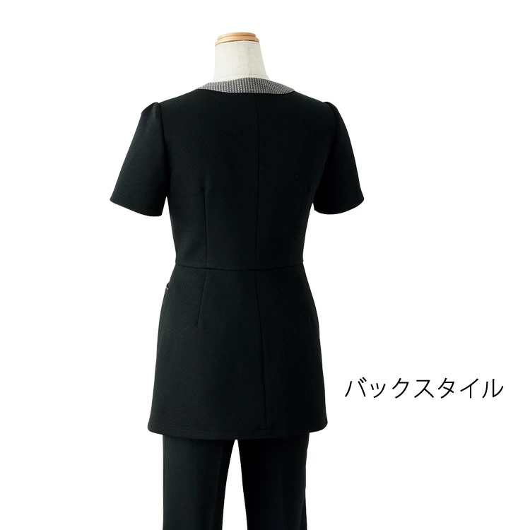レディース チュニック ジャケット 半袖 ジップジャケット かわいい サロン エステ 美容 医療事務 クリニック ジョア 41695 オフィス 制服 事務服 ユニフォーム
