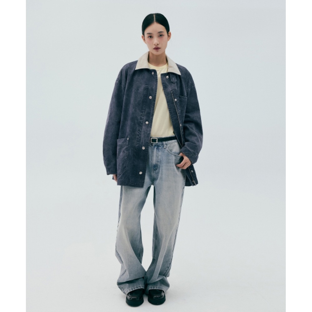 CODEGY (女性) ウォッシュ加工フレンチジャケット_ネイビー CODEGY (女性) ウォッシュ加工フレンチジャケット_ネイビー