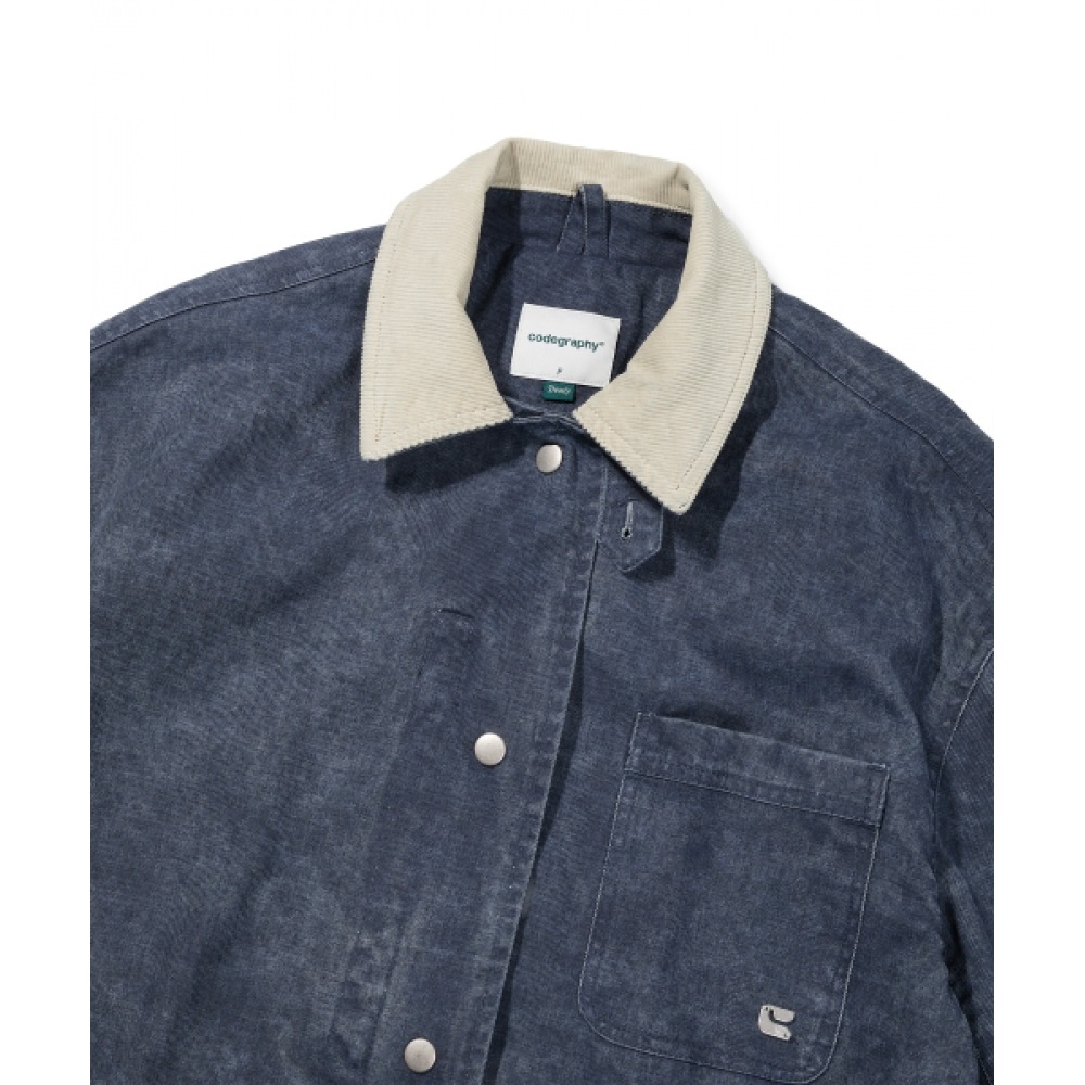 CODEGY (女性) ウォッシュ加工フレンチジャケット_ネイビー CODEGY (女性) ウォッシュ加工フレンチジャケット_ネイビー