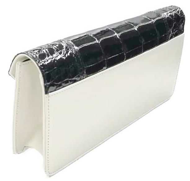 CROCODILE DS-001 DRESS CLOSET クロコダイル ドレスクローゼット クラッチバッグ/セカンドバッグ クロコダイル革/レザー 艶有ブラック/ホワイト/ゴールド CROCODILE DS-001 DRESS CLOSET クロコダイル ドレスクローゼット クラッチバッグ/セカンドバッグ クロコダイル革/レザー 艶有ブラック/ホワイト/ゴールド