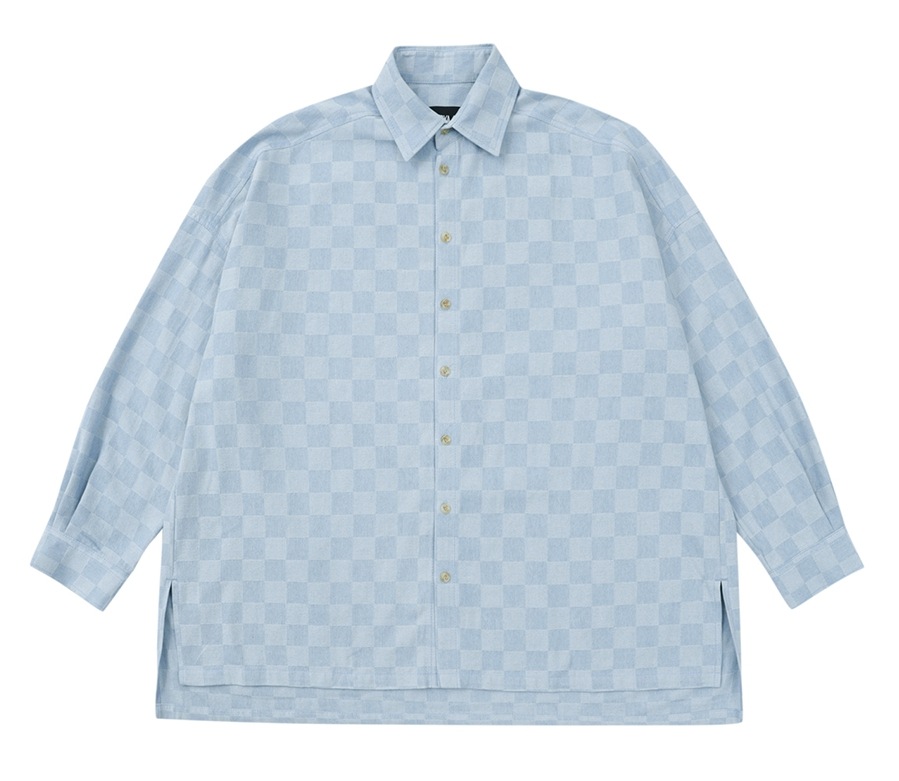 【AJO AJOBYAJO】 Checkerboard Oversized Denim Shirt