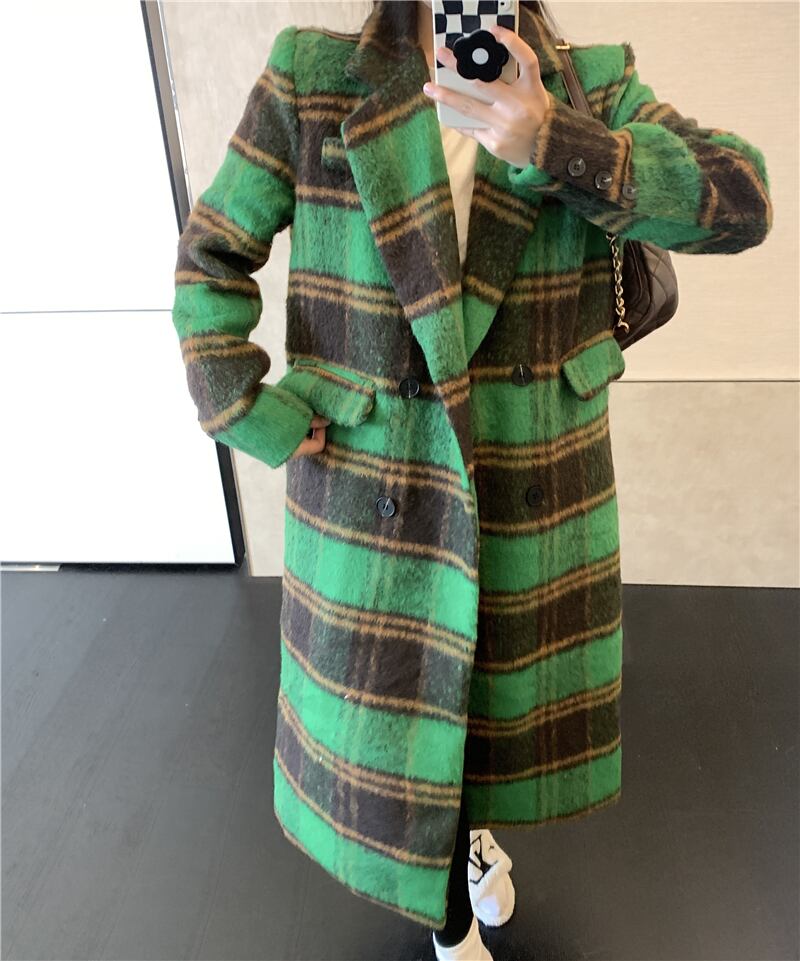 コート ロングコート チェック柄 チェスターコート レトロ ヴィンテージ アウター ミモレ丈
