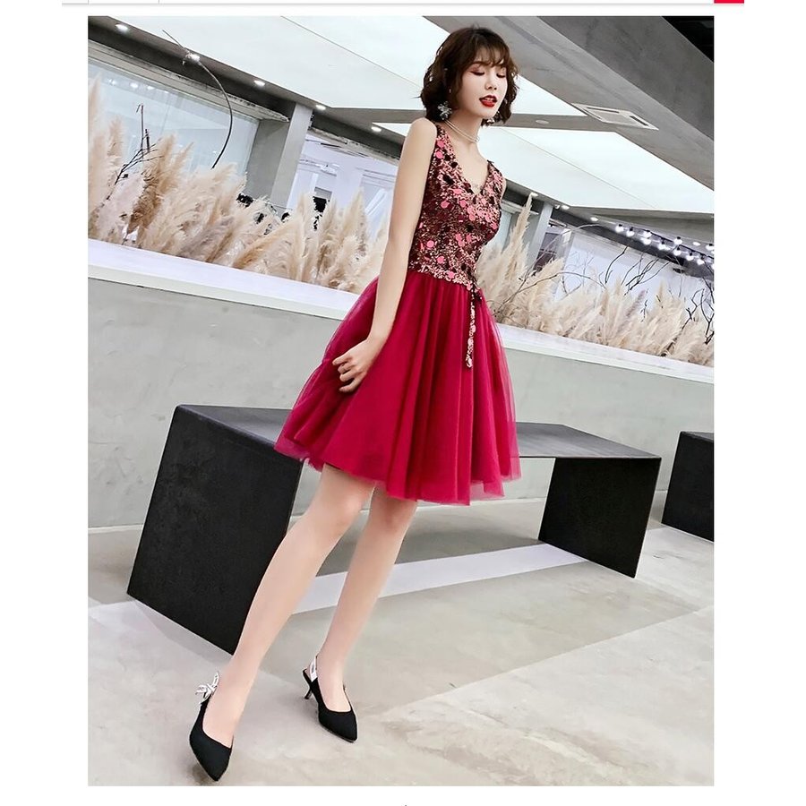 袖なし パーティードレス レディース 結婚式ワンピース Aライン ウエディングドレス ミモレ丈ドレス