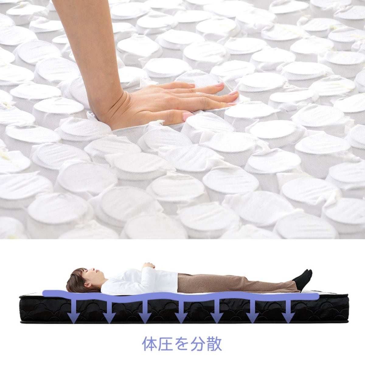 マットレス キング ポケットコイル 180x195cm 圧縮ロール梱包 体圧分散 ベット ベッド 高密度 柔らかめ 厚さ16cm 快適 快眠 包み込む 寝心地