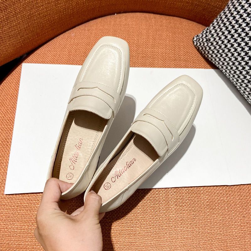 高級感 母の日 シープスキンの靴 ハイヒール ヒールパンプス 英伦風 おしゃれ 快適 シンプル スクエアヘッド 太ヒール ミドルヒール 百掛け OL通勤 小革靴