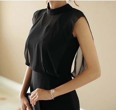 レディース ドレス イブニングドレス パーティードレス ブラックドレス 膝丈 ミドル丈 袖なし ノースリーブ スタンドカラー 背中開き シフォン バックスリット ファスナー ハイウエスト 大人可愛い レディース ドレス イブニングドレス パーティードレス ブラックドレス 膝丈 ミドル丈 袖なし ノースリーブ スタンドカラー 背中開き シフォン バックスリット ファスナー ハイウエスト 大人可愛い