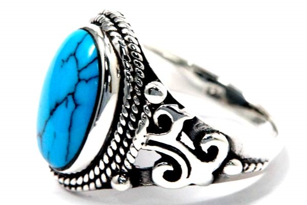 インディアンジュエリー リング 天然石 ターコイズ ヒーリングプラント 植物 ロープ 縄 シルバー925 メンズ