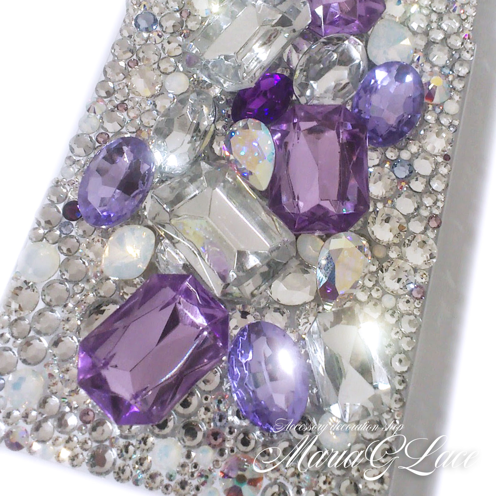 arrows 5G F-51A ケース デコ キラキラ Purple Bijou スマホケース スマホカバー クリア かわいい 軽量 ハードケース シンプル 全面 プレゼントに レディ