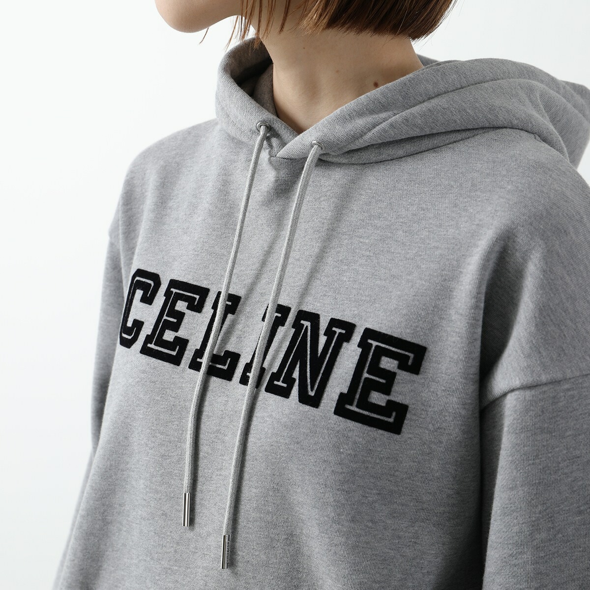 CELINE セリーヌ パーカー RY032510Z.08BQ レディース プルオーバー ロゴ フロッキープリント フーディ 長袖 スウェット 08BQ CELINE セリーヌ パーカー RY032510Z.08BQ レディース プルオーバー ロゴ フロッキープリント フーディ 長袖 スウェット 08BQ