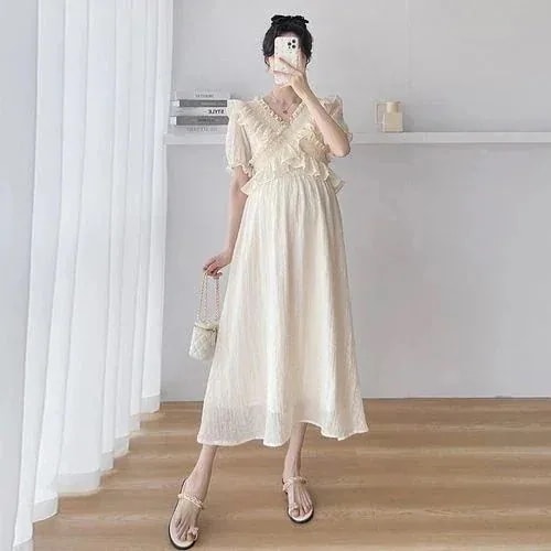 HOT!!!人气作マタニティウェアマタニティワンピース夏フランスフリルゆとりがある快適 HOT!!!人气作マタニティウェアマタニティワンピース夏フランスフリルゆとりがある快適