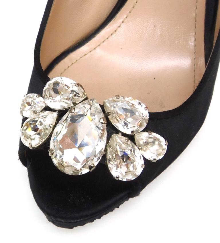 ミュウミュウ miumiu ビジュー付きオープントゥパンプス 黒 38 【中古】(61620) ミュウミュウ miumiu ビジュー付きオープントゥパンプス 黒 38 【中古】(61620)