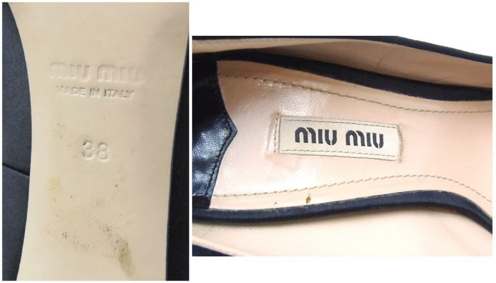 ミュウミュウ miumiu ビジュー付きオープントゥパンプス 黒 38 【中古】(61620) ミュウミュウ miumiu ビジュー付きオープントゥパンプス 黒 38 【中古】(61620)