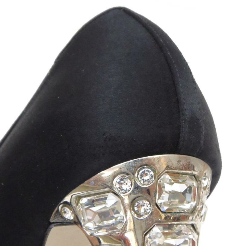 ミュウミュウ miumiu ビジュー付きオープントゥパンプス 黒 38 【中古】(61620) ミュウミュウ miumiu ビジュー付きオープントゥパンプス 黒 38 【中古】(61620)